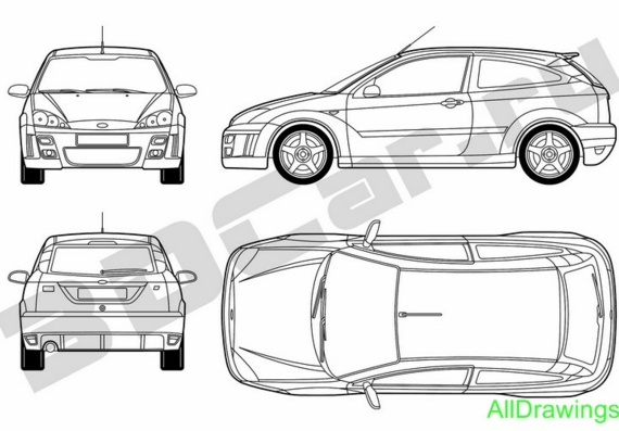 Ford Focus 3Doors - drawings (drawings) of the car